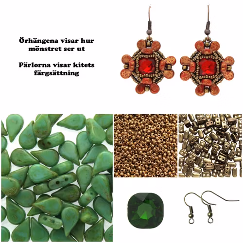 Grön/Brons Cusam Örhängen Kit (EJ MÖNSTER ENDAST PÄRLOR)