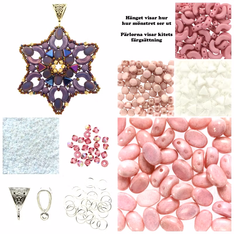 Rosa/Vit Polaris Hänge/Julgransdekoration Kit (Mönster ingår)