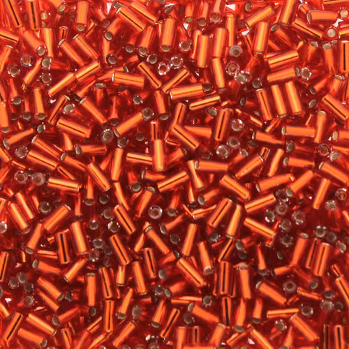 Silverlined Flame Red BGL1-0010 Miyuki Bugle Beads 3mm 10g