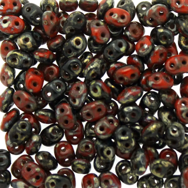 Red/Black Picasso Superduo Duets 10g