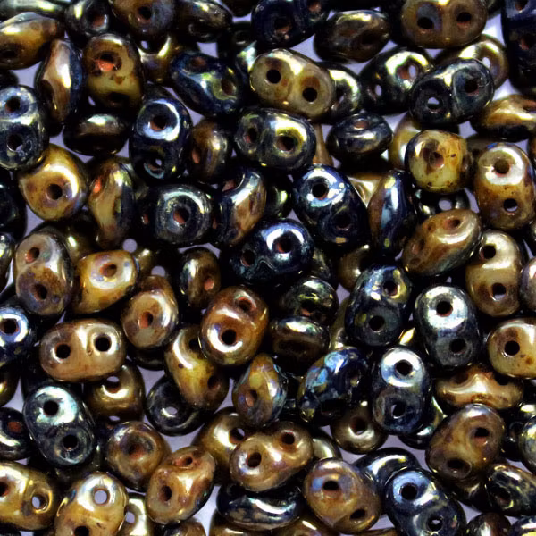 Navy/Ivory Bronze Picasso Superduo Duets 10g