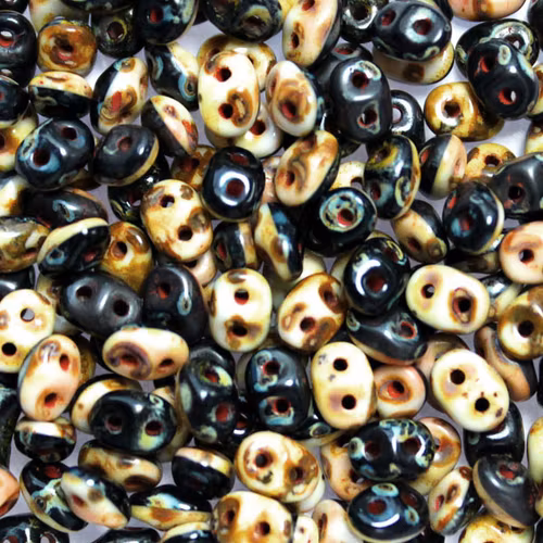 Black/White Dark Travertin Superduo Duets 10g