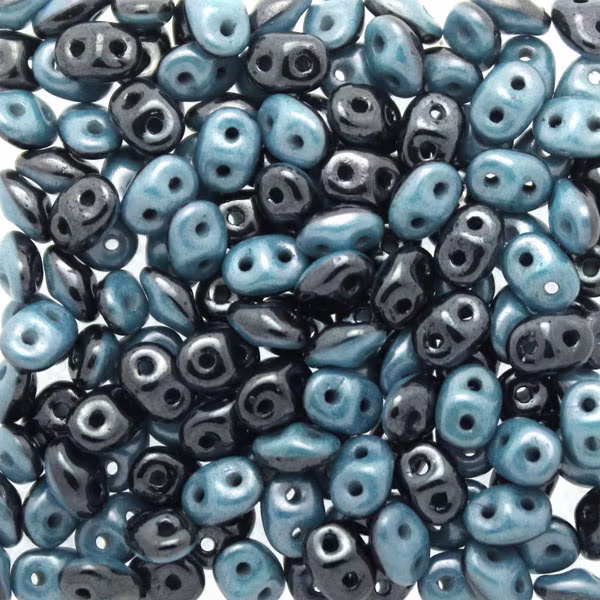 Black/White Blue Luster Superduo Duets 10g