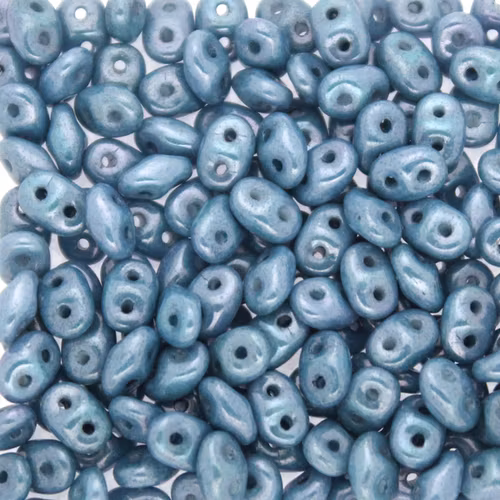 Opaque White Blue Luster Superduo 10g