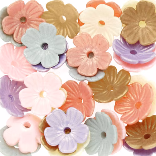Mix Pearl Blomma Akrylpärla 5-bladig 10mm 10st
