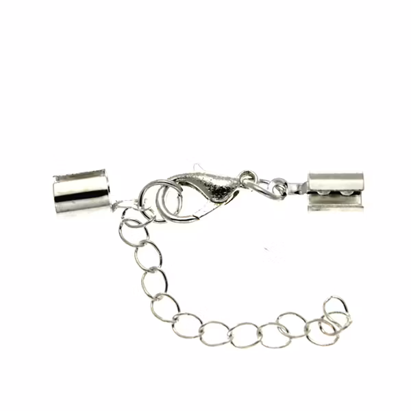 Silverfärgat Set med Ändfäste, Klolås och Förlängningskedja Rem 4-5mm 1set