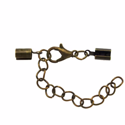 Bronsfärgat Set med Ändfäste, Klolås och Förlängningskedja Rem 3-4mm 1set