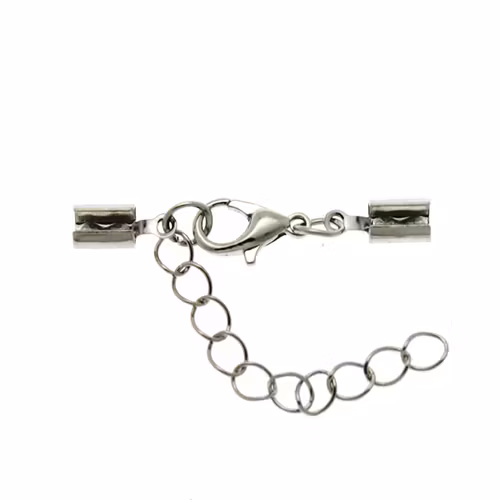 Mörkt Silverfärgat Set med Ändfäste, Klolås och Förlängningskedja Rem 3-4mm 1set