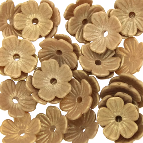 Antikguld Pearl Blomma Akrylpärla 5-bladig 10mm 10st