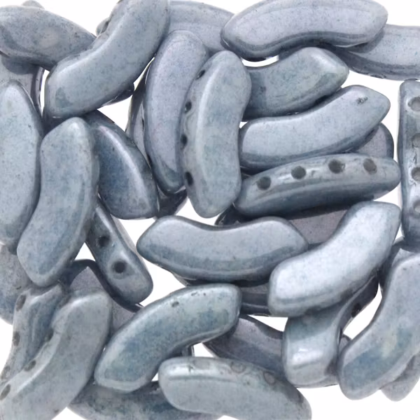 Opaque White Blue Luster QuadBow Beads 5g