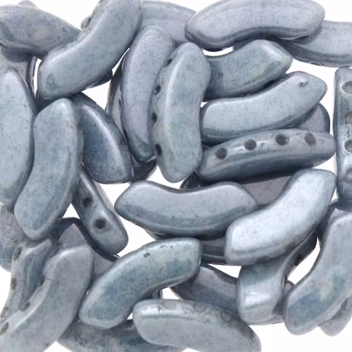 Opaque White Blue Luster QuadBow Beads 5g