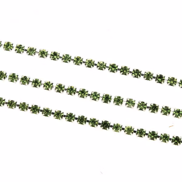 Light Green Silverfärgad metall Strasskedja 2mm 10cm