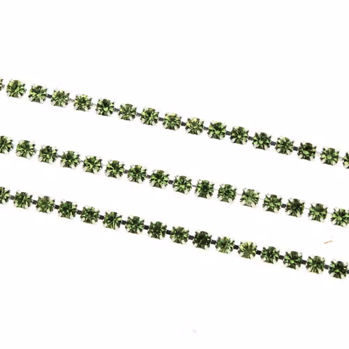 Light Green Silverfärgad metall Strasskedja 2mm 10cm