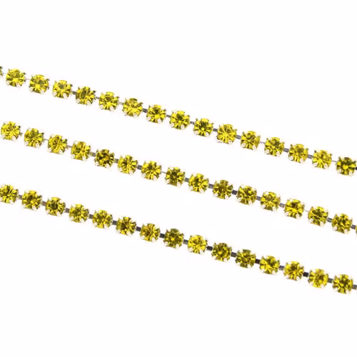 Yellow Silverfärgad metall Strasskedja 2mm 10cm