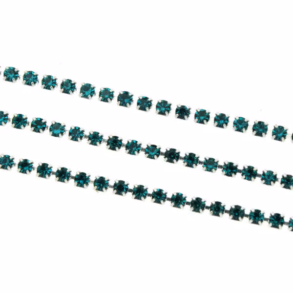 Sea Green Silverfärgad metall Strasskedja 2mm 10cm