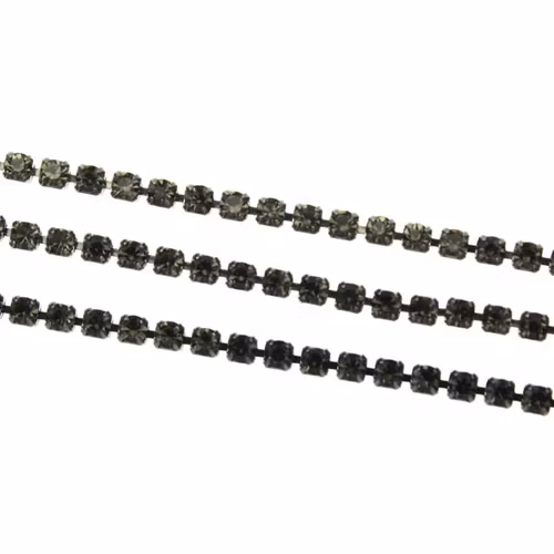 Black Diamond Oxidfärgad metall Strasskedja 2mm 10cm