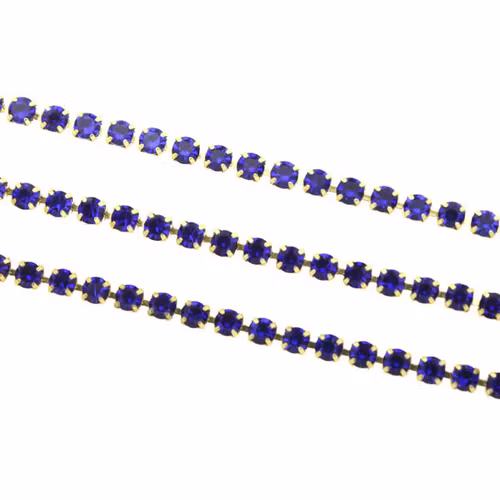 Cobalt Guldfärgad metall Strasskedja 2mm 10cm