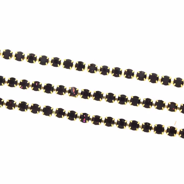 Dark Purple Guldfärgad metall Strasskedja 2mm 10cm