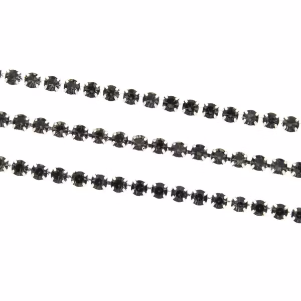 Black Diamond Silverfärgad metall Strasskedja 2mm 10cm