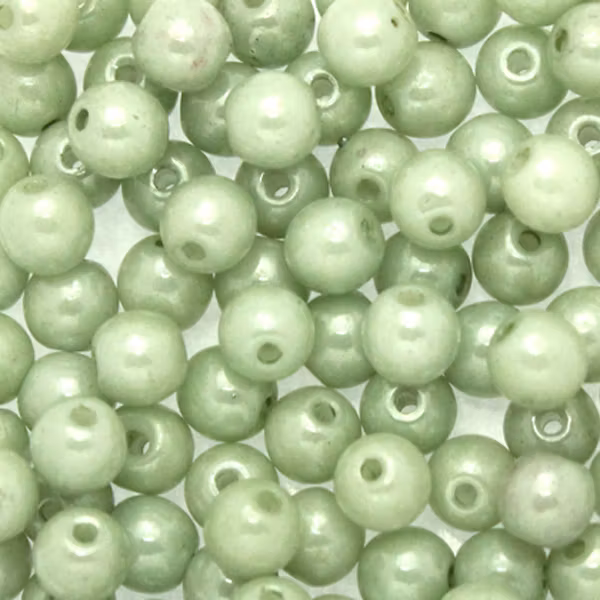 Opaque White Mint Luster Runda/Druks 6mm 50st