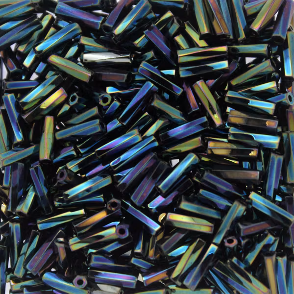Metallic Variegated Blue Iris TW206-0455 Miyuki Twisted Bugle Beads 6mm 10g