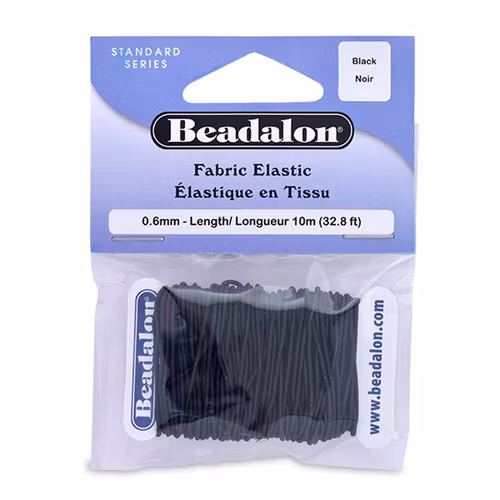 Beadalon Bomullsklädd Elastisk Tråd 0,6mm Svart 10m