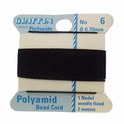 Griffin Nylon Bead Cord Perlsiede Black No6 0,7mm 2m