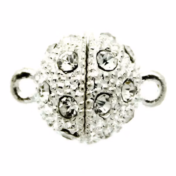 Magnetlås Knottrig Strass Silverfärgat 10x16mm 1st