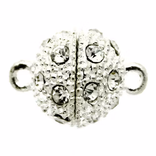 Magnetlås Knottrig Strass Silverfärgat 10x16mm 1st