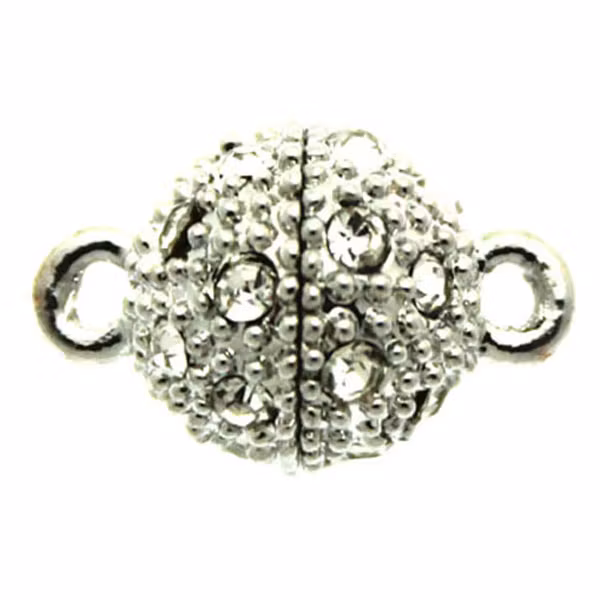 Magnetlås Knottrig Strass Mörkt Silverfärgat 10x16mm 1st