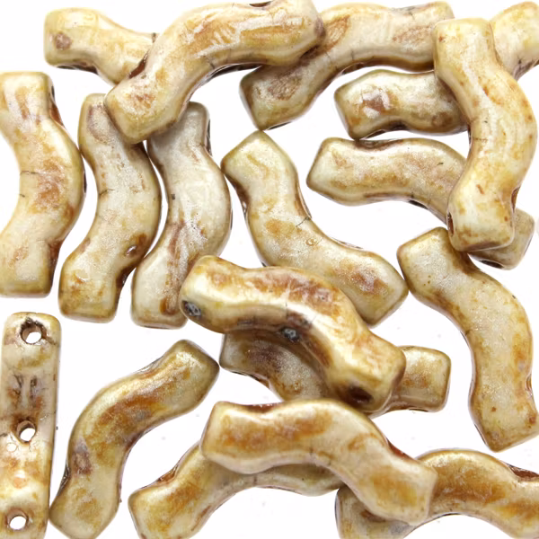 Opaque Ivory Spotted Bridge Beads 5g