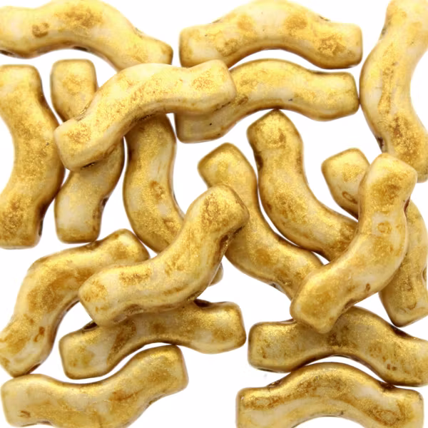 Opaque Beige Spotted Bridge Beads 5g