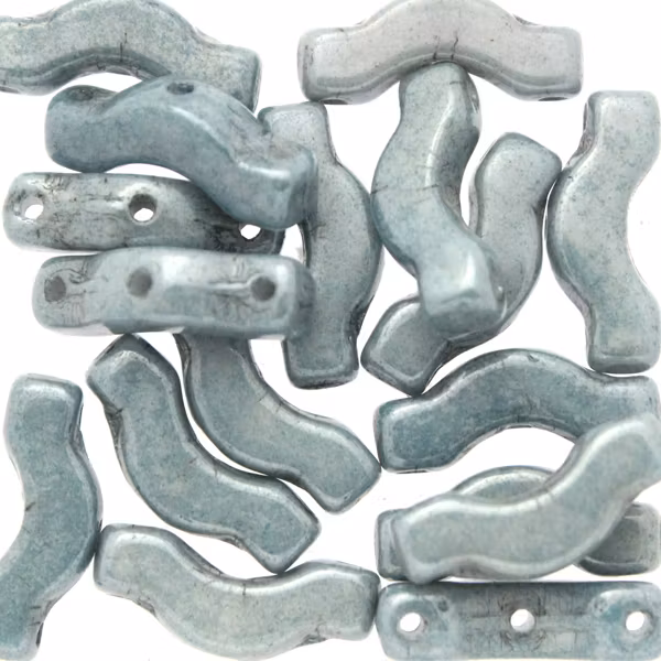 Opaque White Blue Luster Bridge Beads 5g