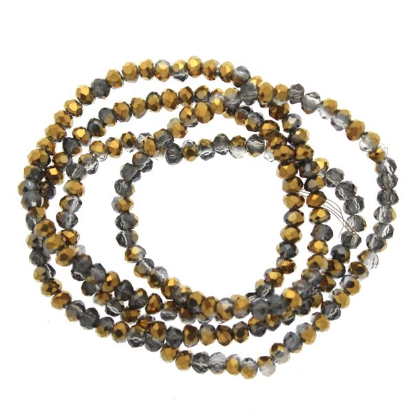 Crystal Half Metallic Brass Facetterade Rondeller / Abacus 2x3mm ca195st