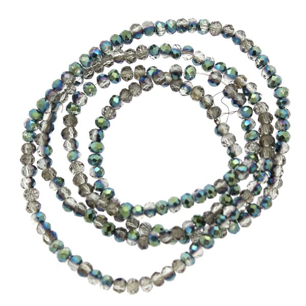 Crystal Half Metallic Green Facetterade Rondeller / Abacus 2x3mm ca195st
