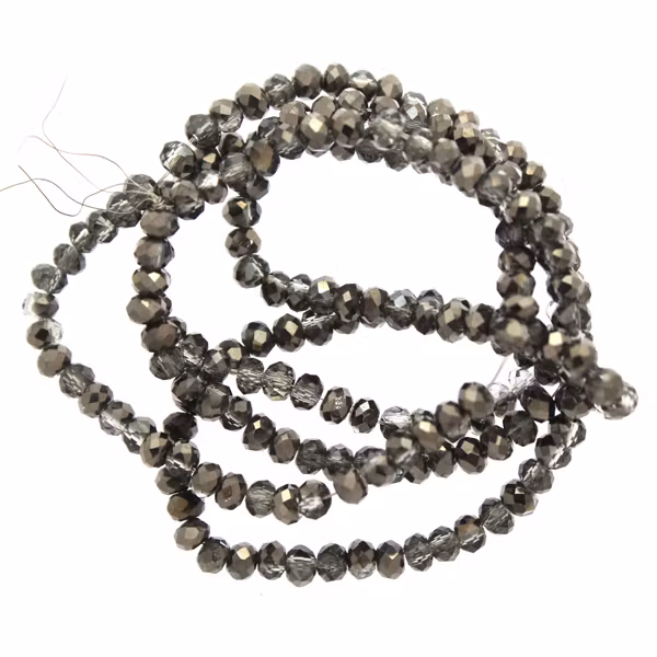Crystal Half Metallic Hematite Facetterade Rondeller / Abacus 2x3mm ca195st