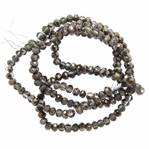 Crystal Half Metallic Hematite Facetterade Rondeller / Abacus 2x3mm ca195st
