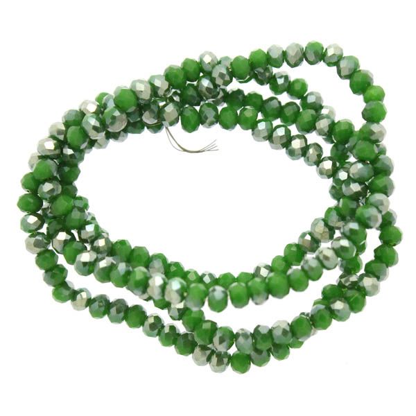 Green Opal Half Luster Facetterade Rondeller / Abacus 2x3mm ca175st