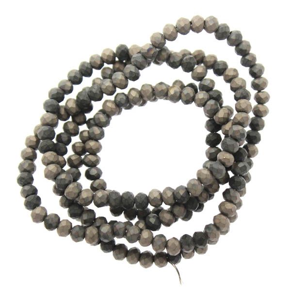 Black Half Hematite Mat Facetterade Rondeller / Abacus 2x3mm ca195st