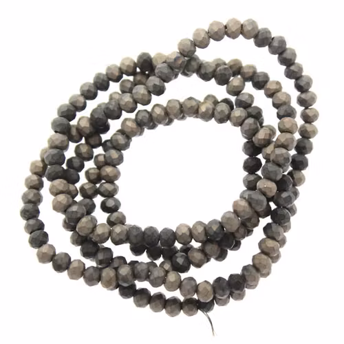 Black Half Hematite Mat Facetterade Rondeller / Abacus 2x3mm ca195st