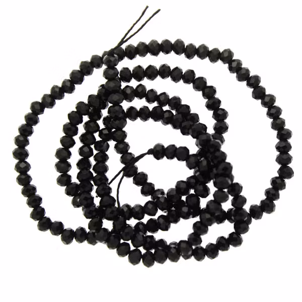 Black Facetterade Rondeller / Abacus 2x3mm ca195st