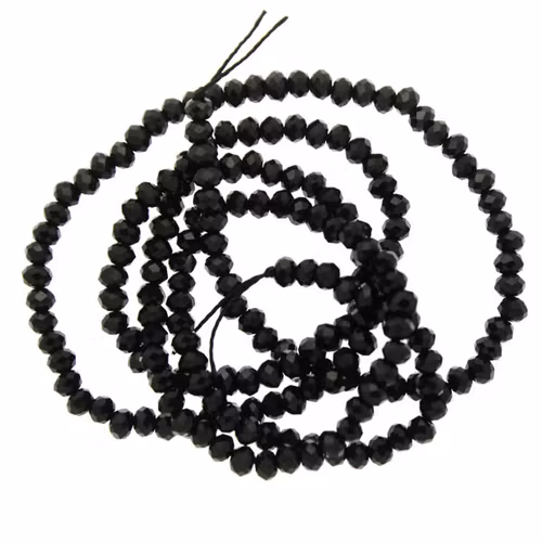 Black Facetterade Rondeller / Abacus 2x3mm ca195st