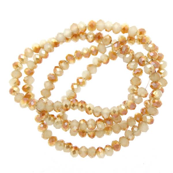 White Opal Half Copper Luster Facetterade Rondeller / Abacus 2x3mm ca175st