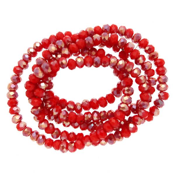 Red Opal Half Rainbow Luster Facetterade Rondeller / Abacus 2x3mm ca175st