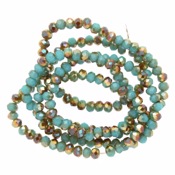 Turquoise Opal Half Copper Luster Facetterade Rondeller / Abacus 2x3mm ca175st