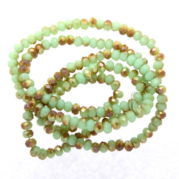 Green Turquoise Opal Half Copper Luster Facetterade Rondeller / Abacus 2x3mm ca175st