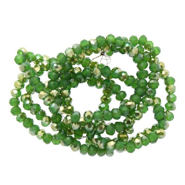 Green Opal Half Gold Luster Facetterade Rondeller / Abacus 2x3mm ca175st