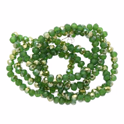 Green Opal Half Gold Luster Facetterade Rondeller / Abacus 2x3mm ca175st