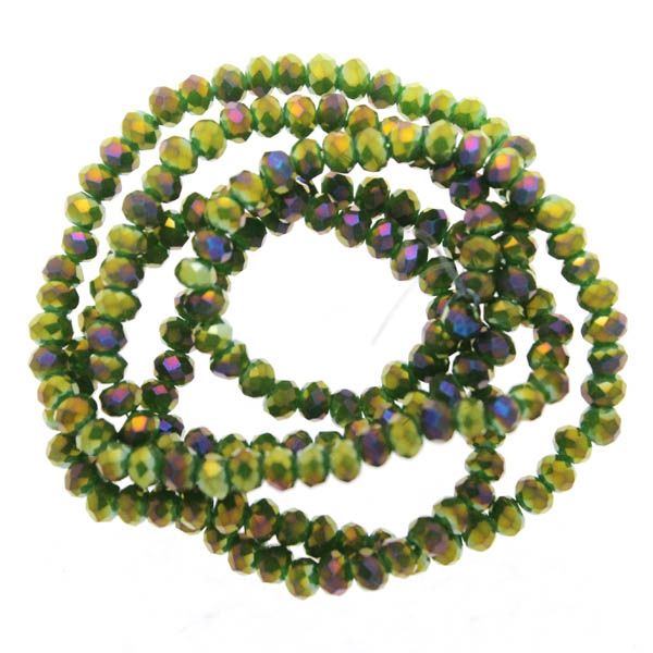 Green Opal Purple Luster Facetterade Rondeller / Abacus 2x3mm ca175st