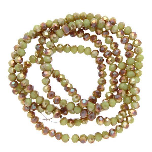 Light Olive Opal Half Copper Luster Facetterade Rondeller / Abacus 2x3mm ca175st